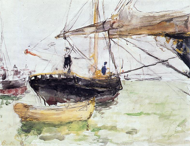 Aboard a Yacht (1875) - Berthe Morisot Tablo