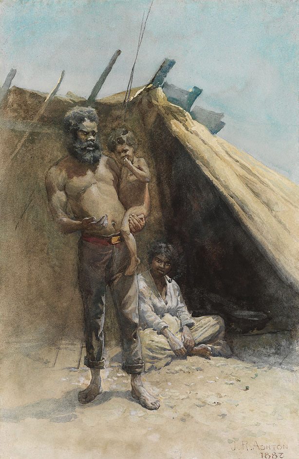 Aboriginal family group (1886) - Julian Ashton Tablo