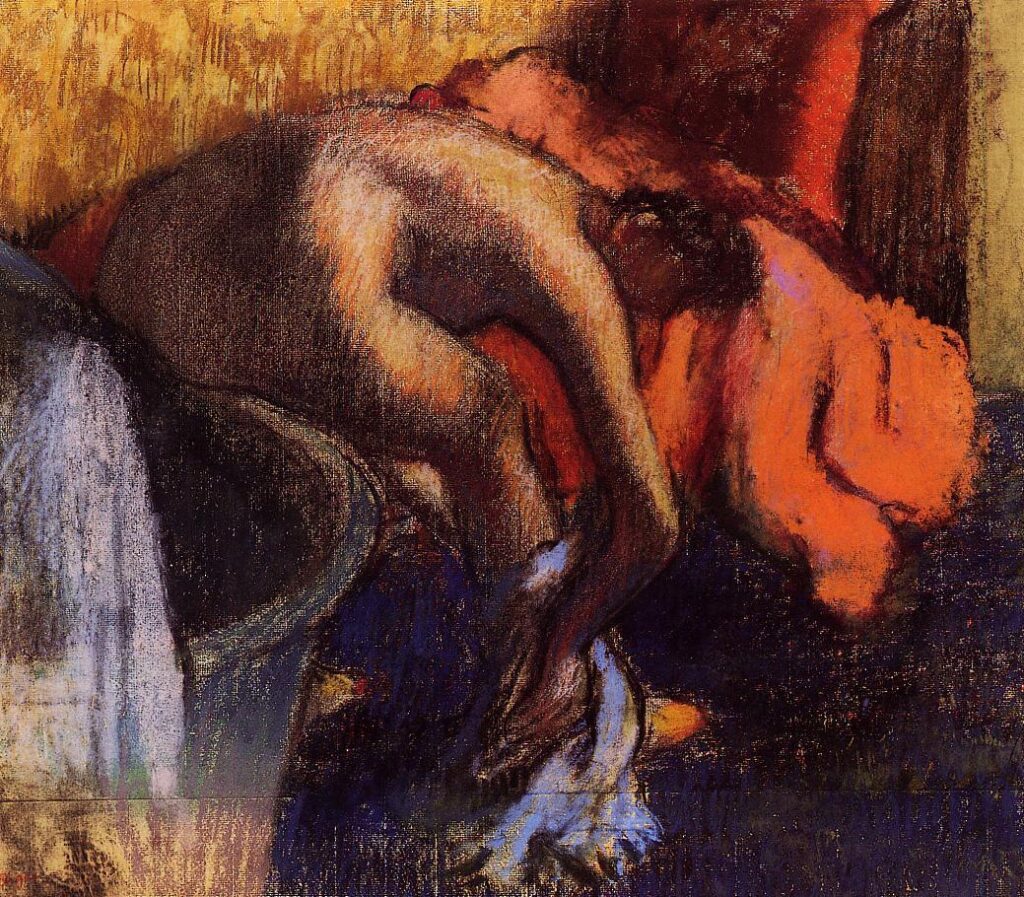 After Bathing, Woman Drying Her Leg (1893) - Edgar Degas Tablo