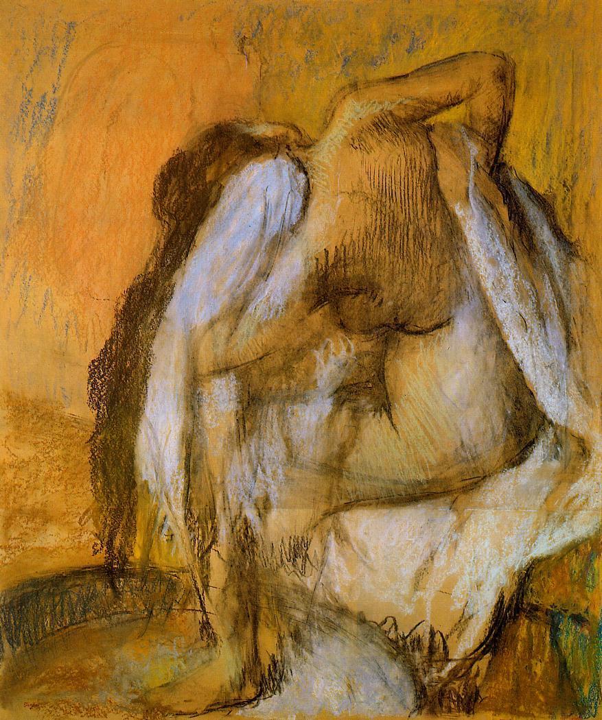 After Bathing, Woman Drying Herself (1895) - Edgar Degas Tablo