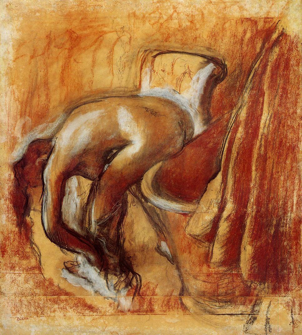 After Bathing, Woman Drying Herself (1900) - Edgar Degas Tablo