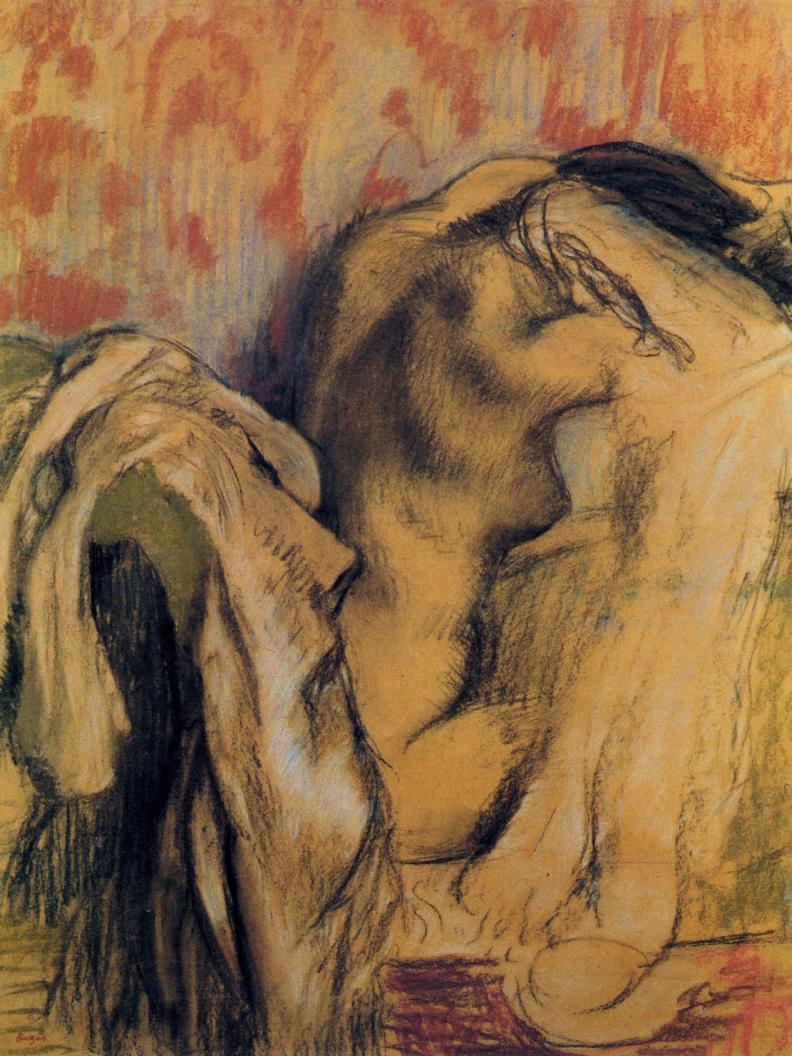 After Bathing, Woman Drying Herself (1905) - Edgar Degas Tablo