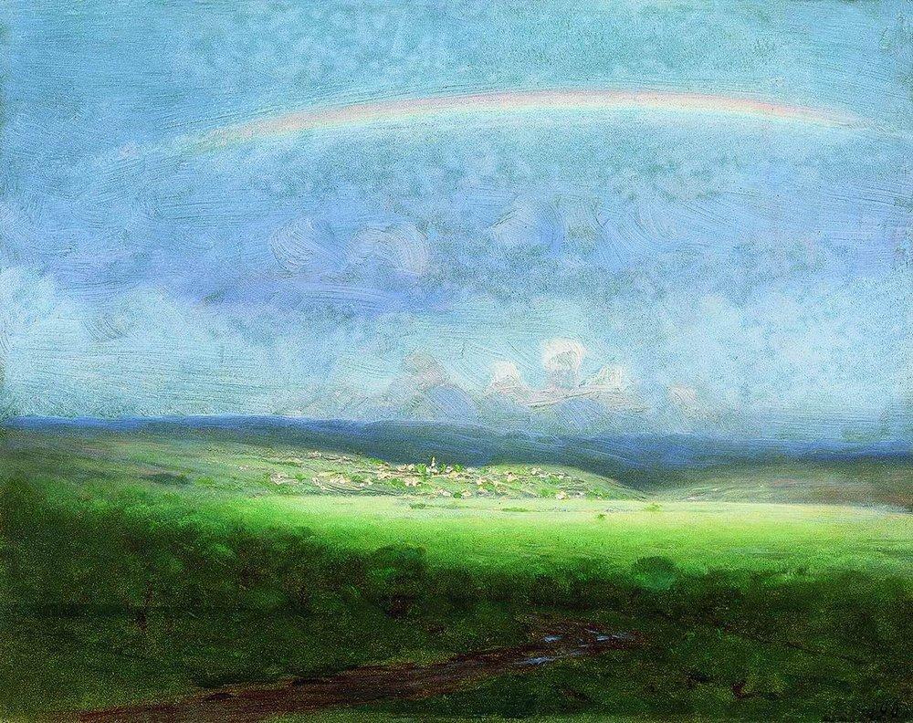 After a Rain. Rainbow - Arkhip Kuindzhi Tablo