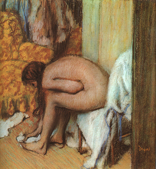 After the Bath (Woman wiping her left foot) (1886) - Edgar Degas Tablo