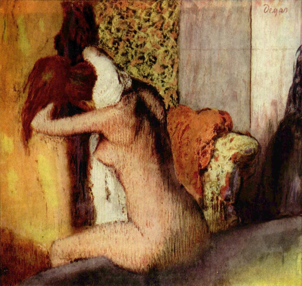 After the Bath, Woman Drying Her Nape (1895) - Edgar Degas Tablo