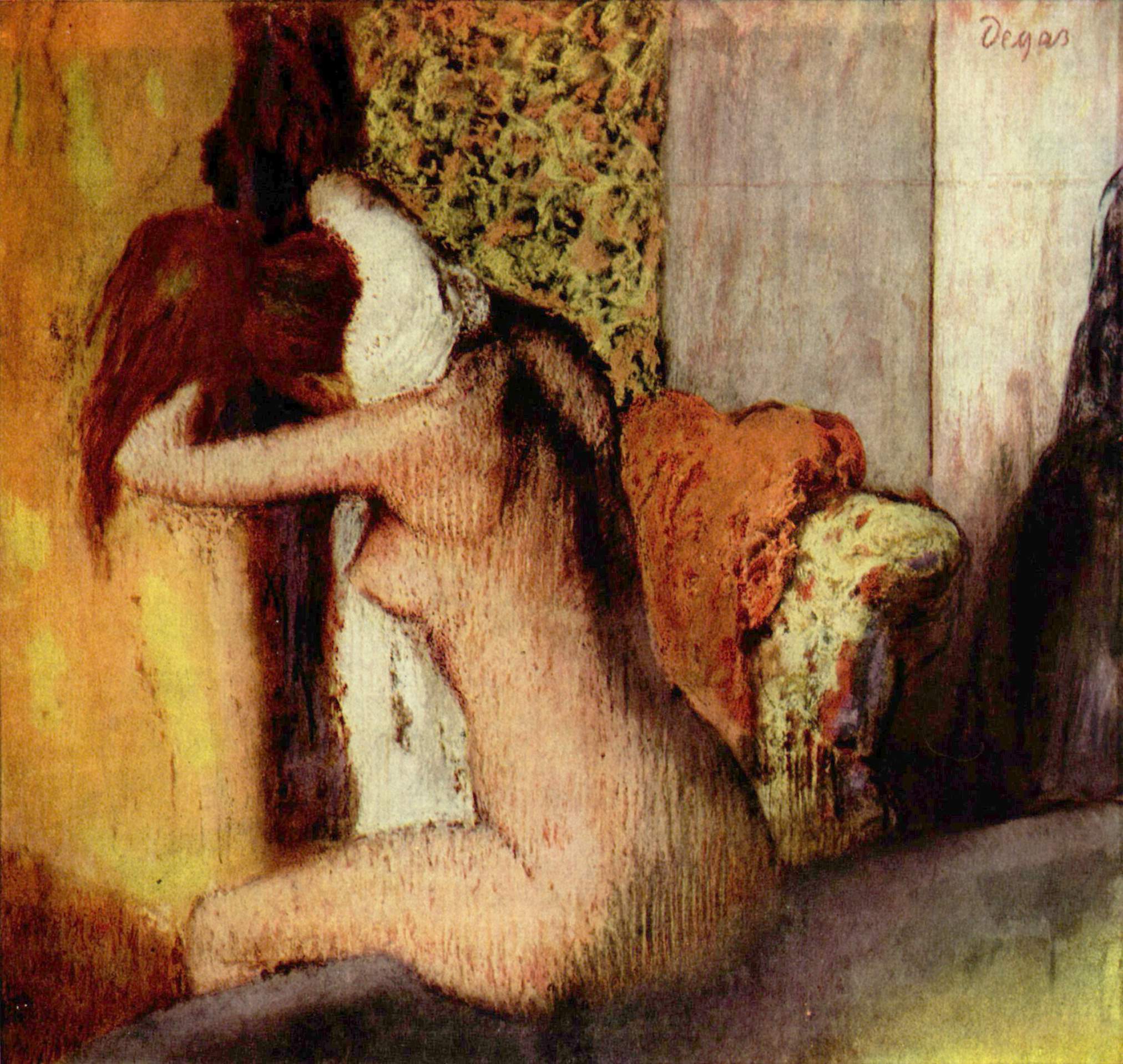 After the Bath, Woman Drying Her Nape (1895) - Edgar Degas Tablo
