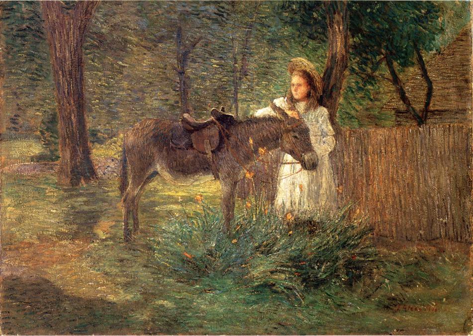 After the Ride aka Visiting Neighbors (1903) - Julian Alden Weir Tablo