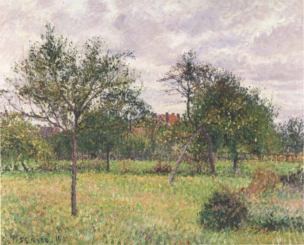 Afternoon in Eragny grey weather (1900) - Camille Pissarro Tablo