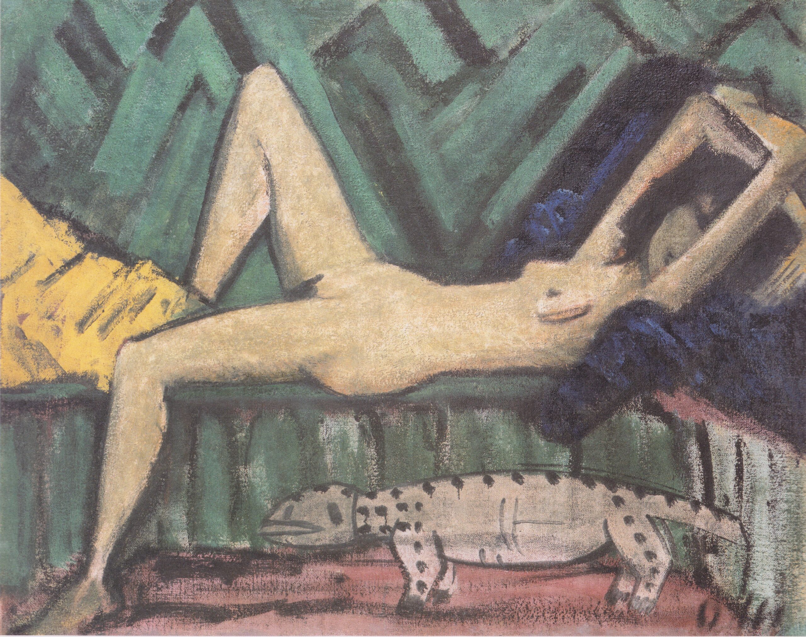 Akt Auf Sofa Liegend (1919) - Otto Mueller Tablo