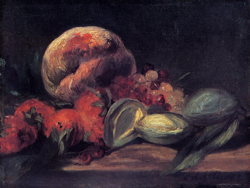 Almonds, currants and peaches (1869) - Edouard Manet Tablo