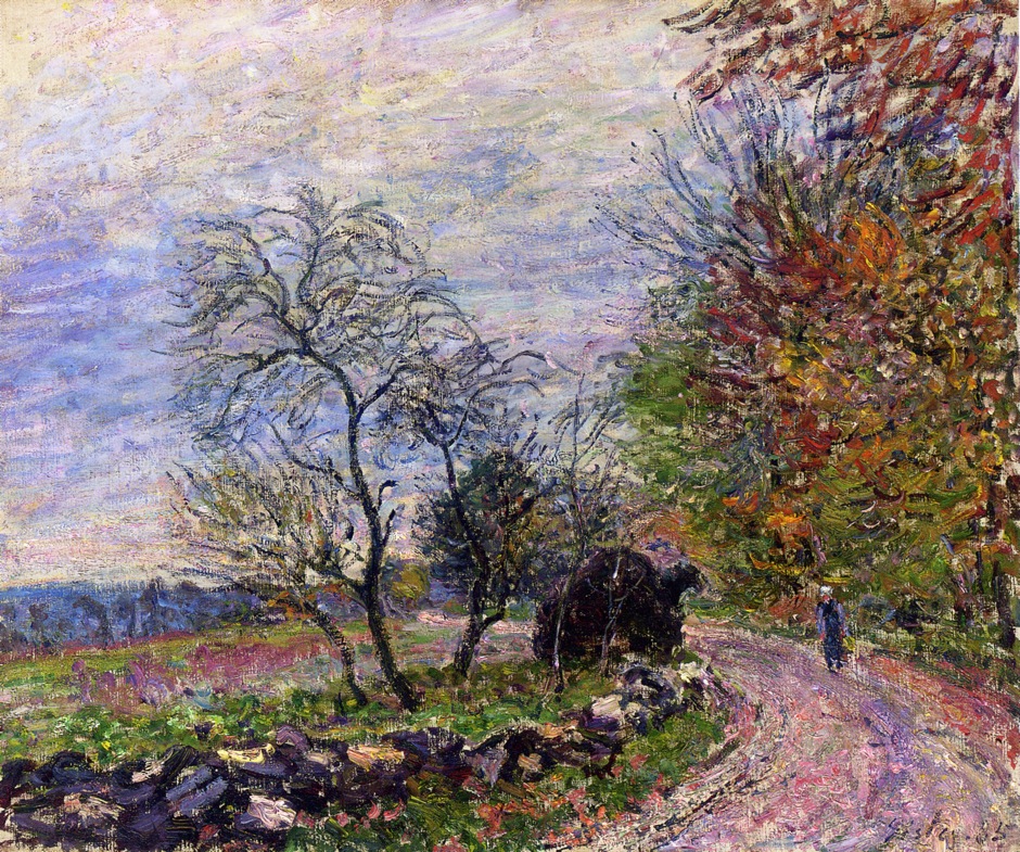 Along the woods in Autumn (1885) - Alfred Sisley Tablo
