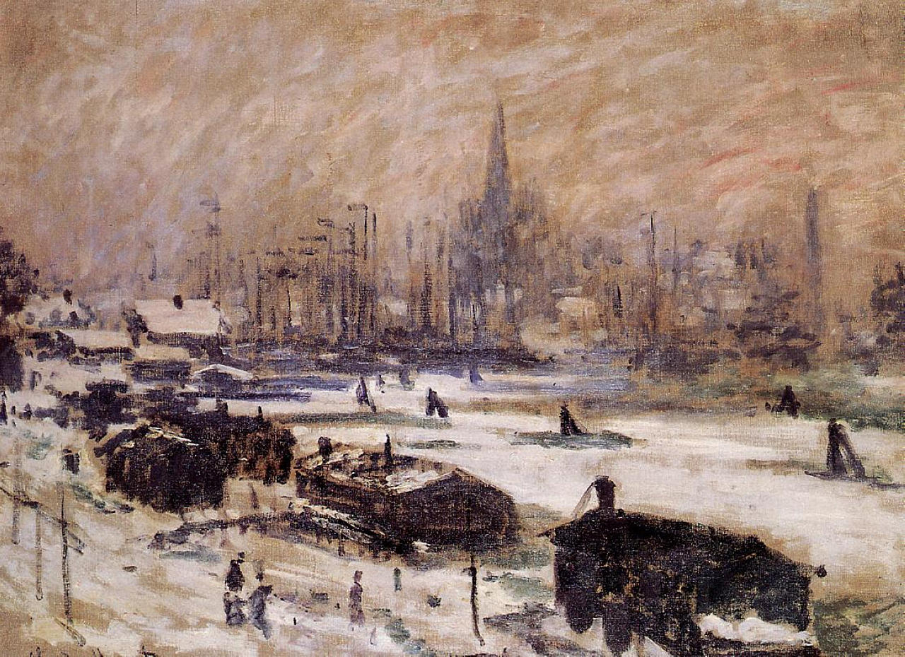 Amsterdam in the Snow (1874) - Claude Monet Tablo