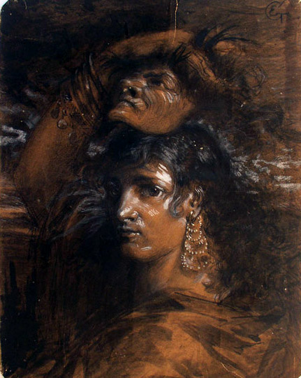 An actress with a mask - Eva Gonzalès Tablo