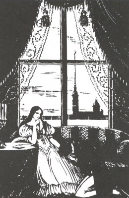 An illustration from A. Pushkin's Eugene Onegin (1936) - Mstislav Dobuzhinsky Tablo