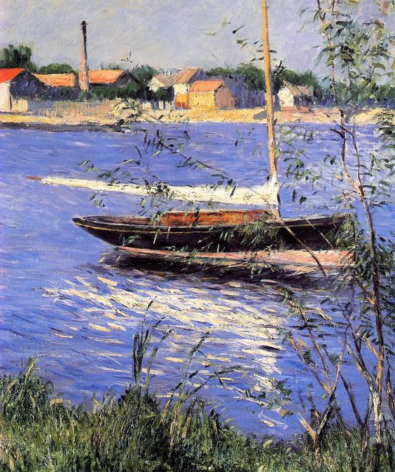 Anchored Boat On The Seine At Argenteuil - Gustave Caillebotte Tablo