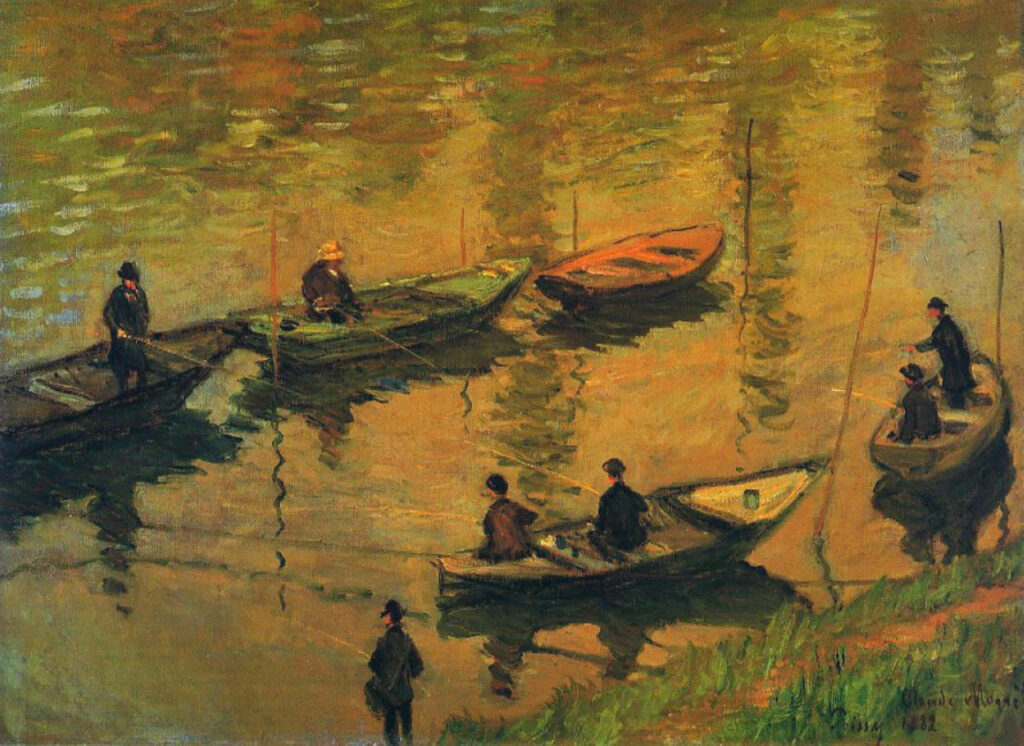 Anglers on the Seine at Poissy (1882) - Claude Monet Tablo
