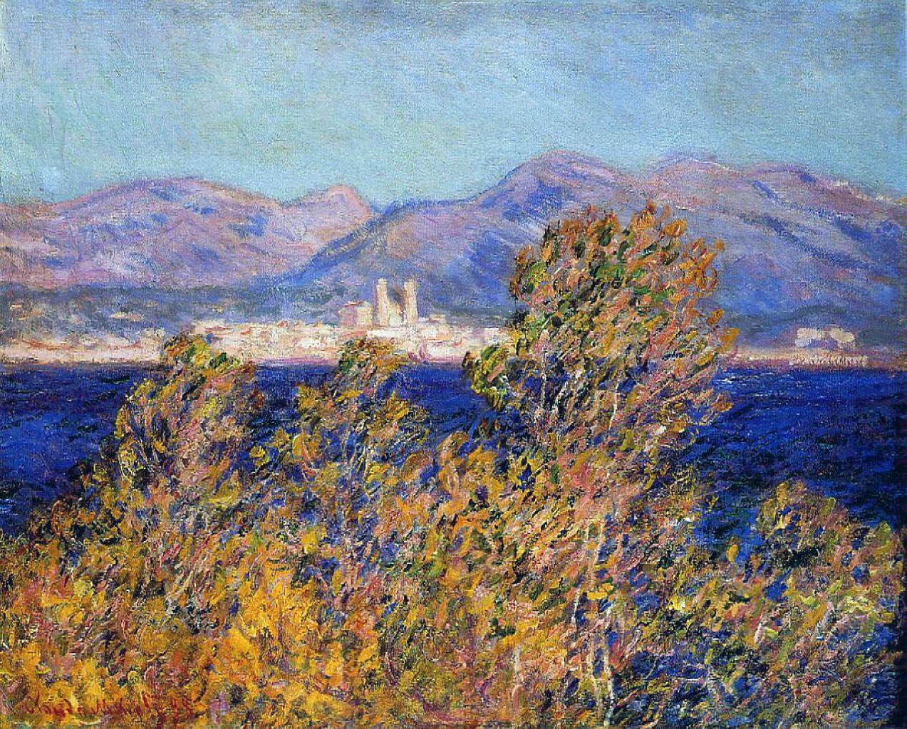 Antibes Seen from the Cape, Mistral Wind (1888) - Claude Monet Tablo