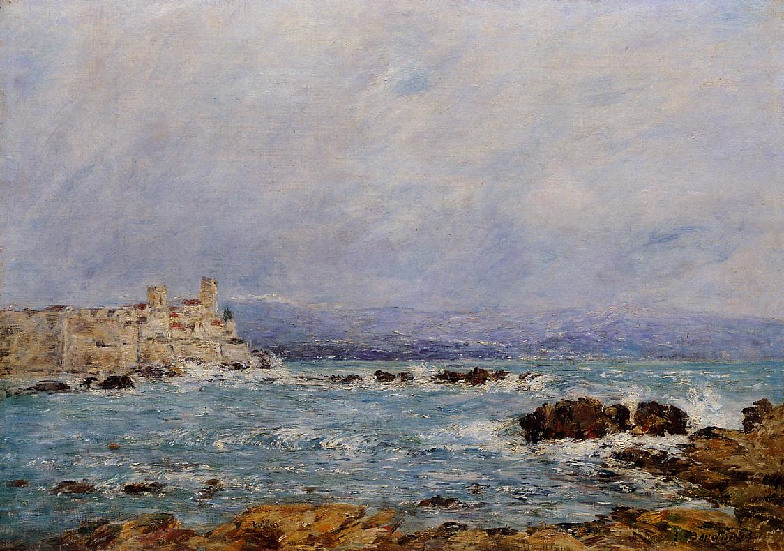 Antibes, the Rocks of the Islet - Eugène Boudin Tablo