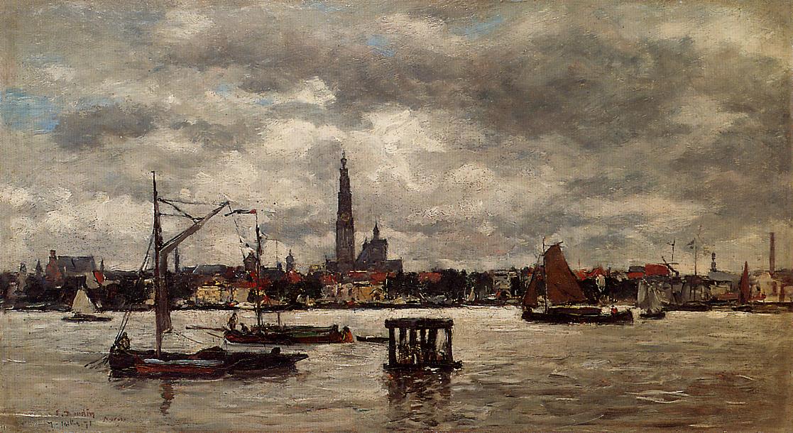 Antwerp, the Schelde - Eugène Boudin Tablo