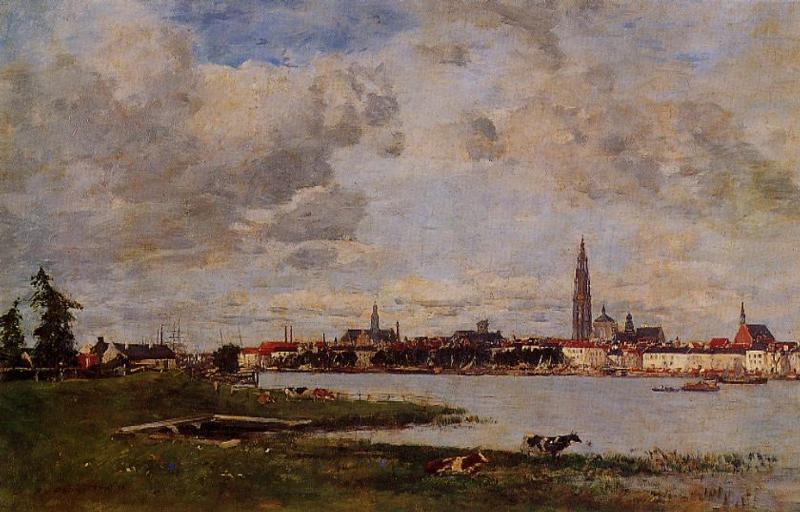 Antwerp, the head of Flanders - Eugène Boudin Tablo