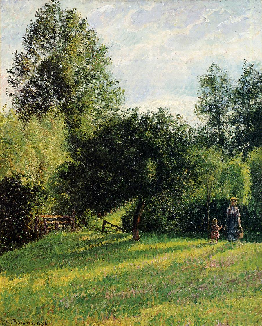 Apple Trees, Sunset, Eragny (1896) - Camille Pissarro Tablo