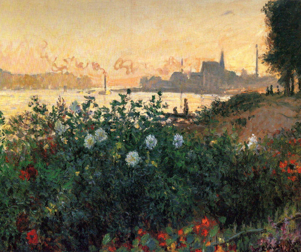 Argenteuil, Flowers by the Riverbank (1877) – Claude Monet Tablo