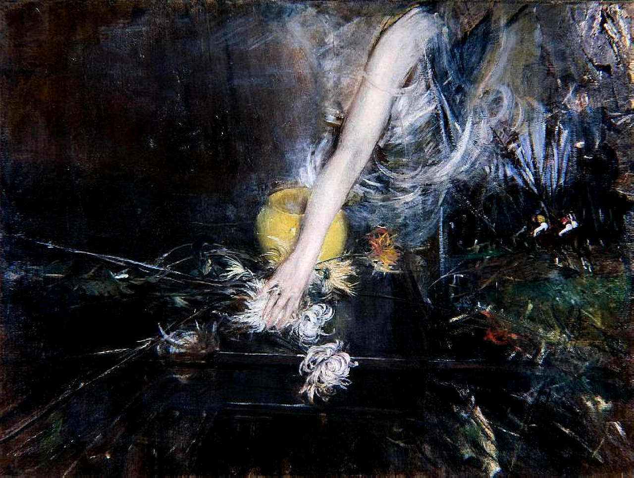 Arm with Vase of Flowers (1910) - Giovanni Boldini Tablo