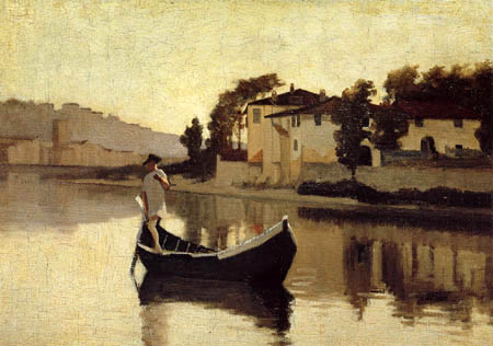 Arno near Casaccia (1863) - Giuseppe Abbati Tablo