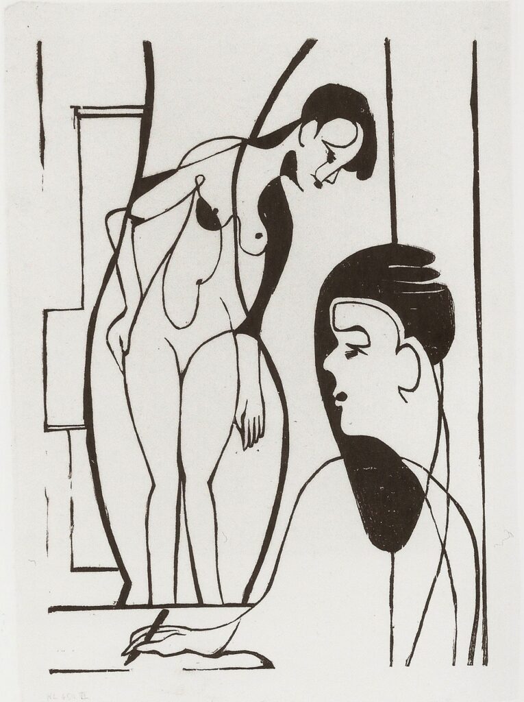 Artist and Female Modell (1933) - Ernst Ludwig Kirchner Tablo