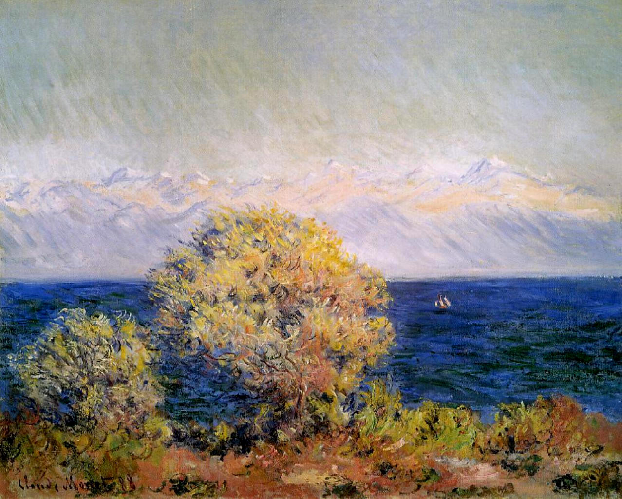 At Cap d'Antibes, Mistral Wind (1888) - Claude Monet Tablo