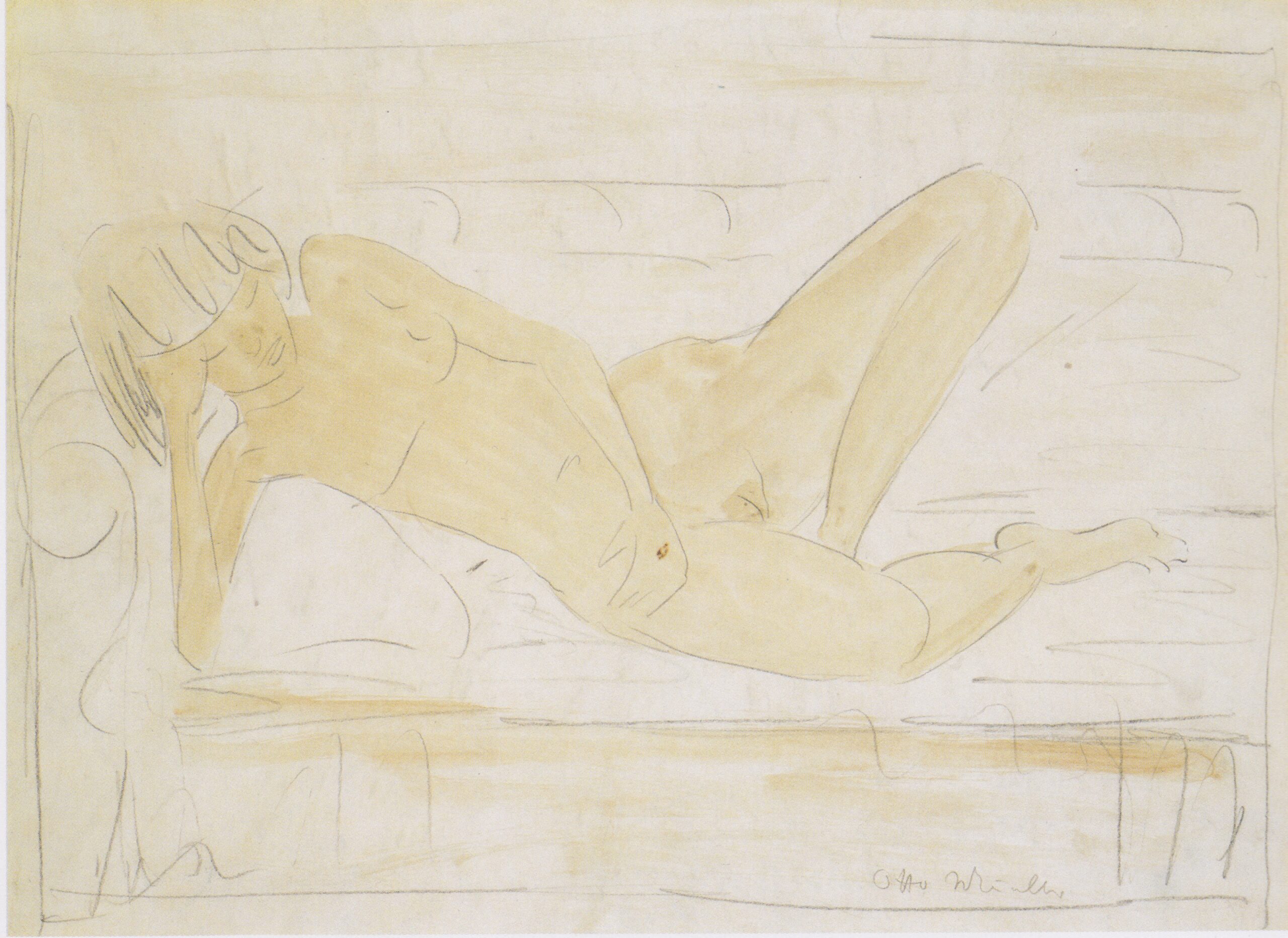 Auf Dem Sofa Liegender Akt (1925) - Otto Mueller Tablo