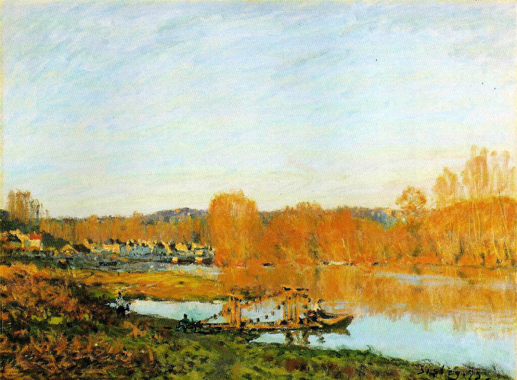 Autumn Banks of the Seine near Bougival (1873) - Alfred Sisley Tablo