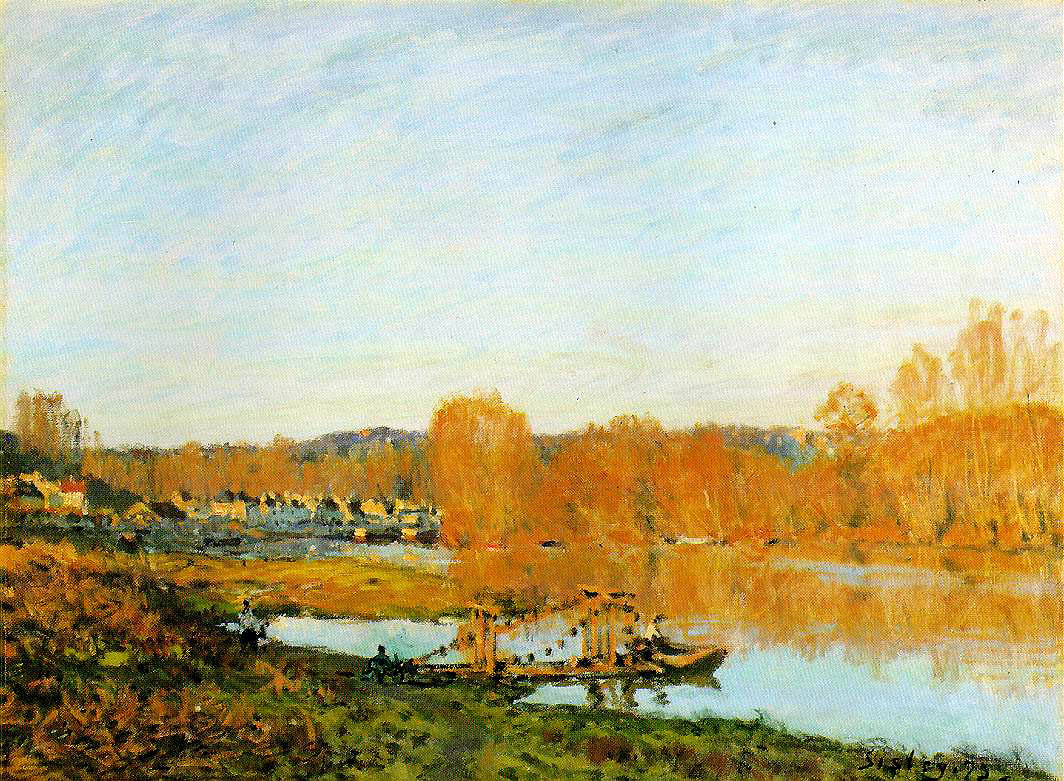 Autumn Banks of the Seine near Bougival (1873) - Alfred Sisley Tablo