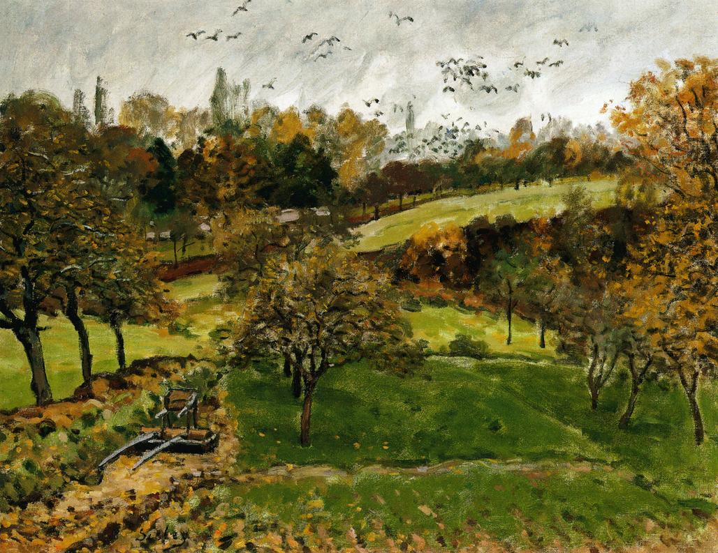 Autumn Landscape, Louveciennnes (1875) - Alfred Sisley Tablo
