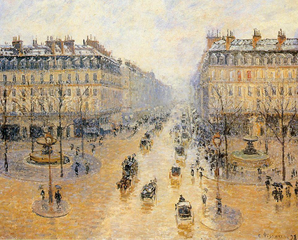 Avenue de l'Opera, Snow Effect (1898) - Camille Pissarro Tablo