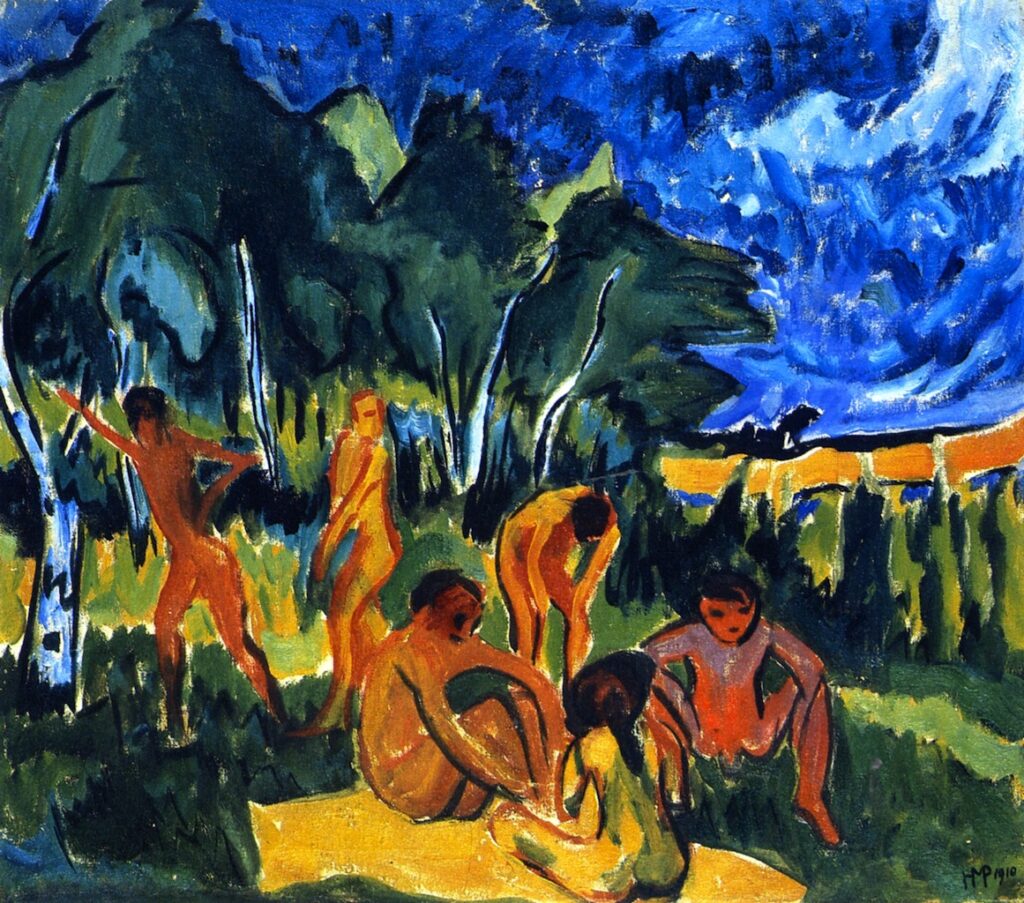 Badende in Moritzburg (1910) - Max Pechstein Tablo