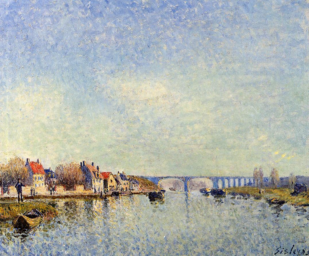 Banks of the Loing at Saint Mammes (1885) - Alfred Sisley Tablo