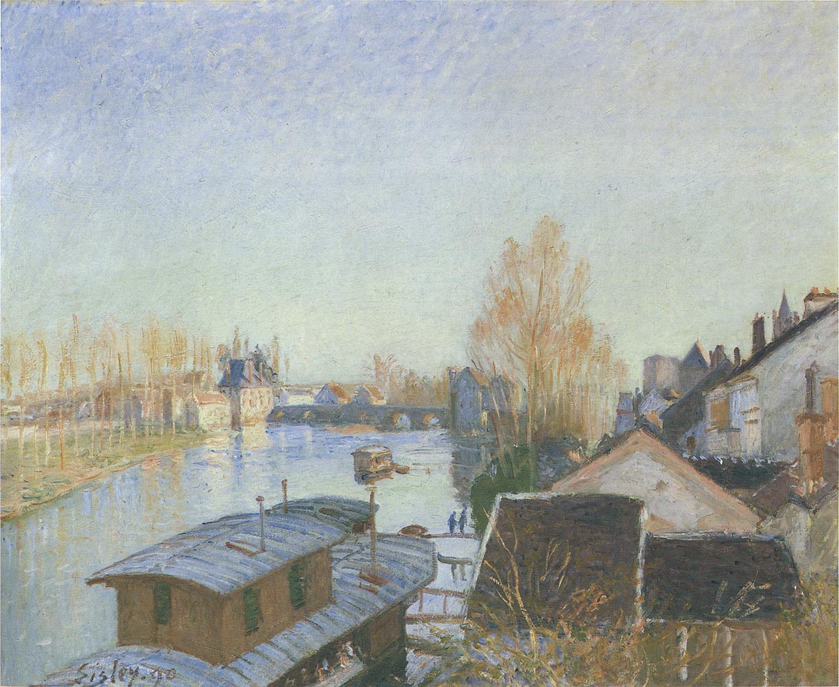 Banks of the Loing near Moret (1890) - Alfred Sisley Tablo
