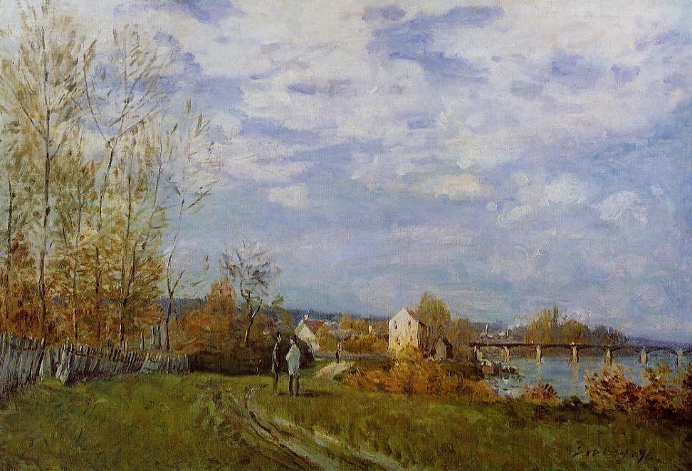 Banks of the Seine at Bougival (1876) - Alfred Sisley Tablo