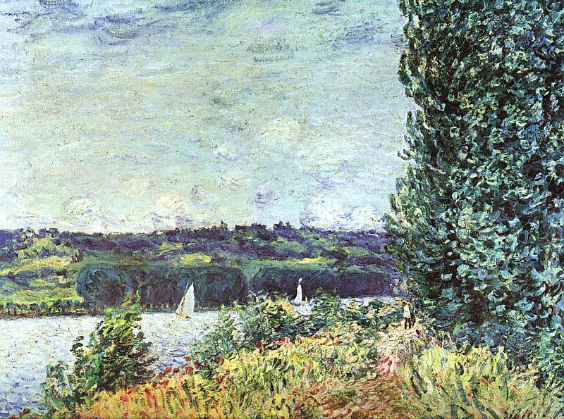 Banks of the Seine, Wind Blowing (1894) - Alfred Sisley Tablo