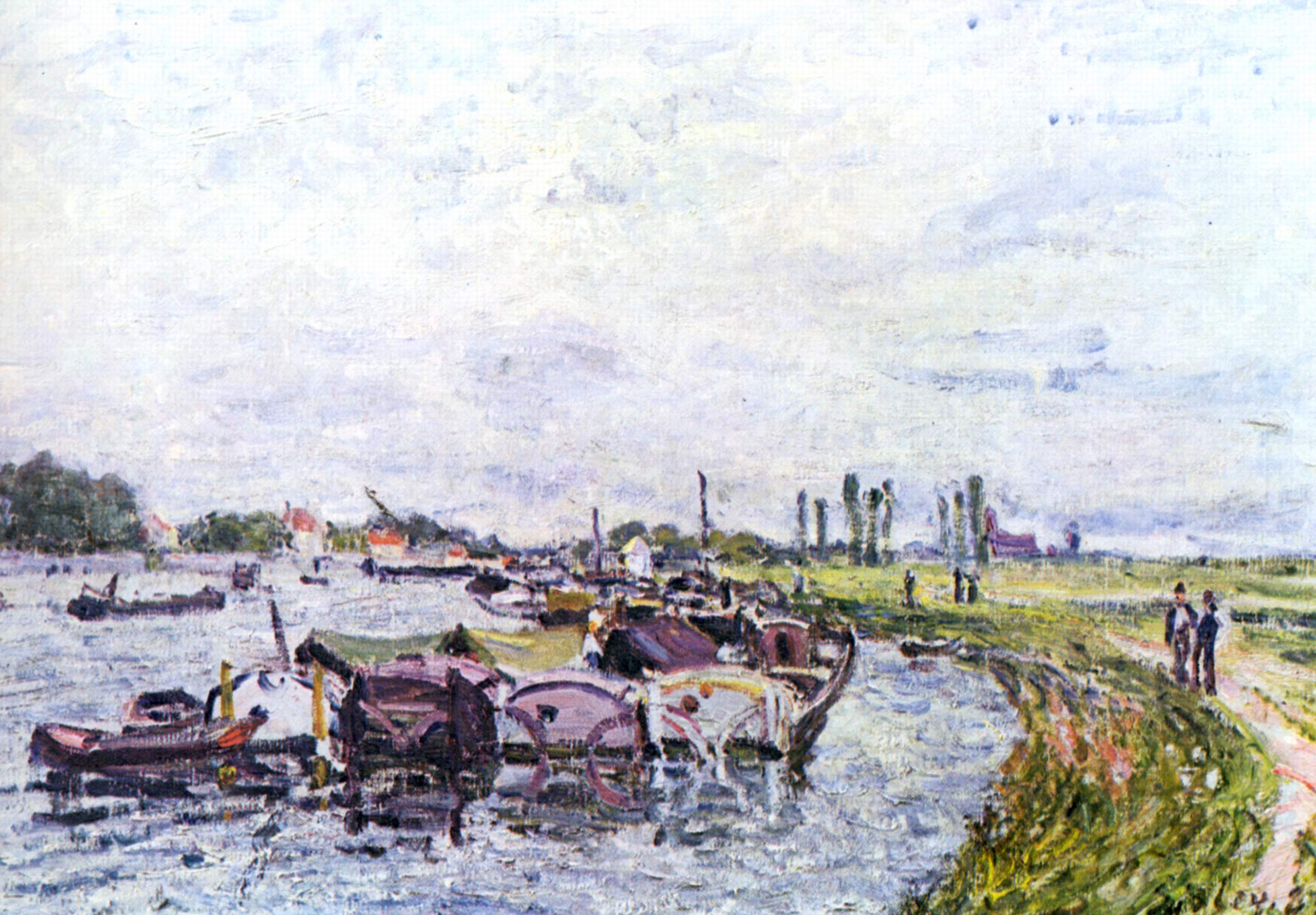Barges at Saint Mammès (1885) - Alfred Sisley Tablo