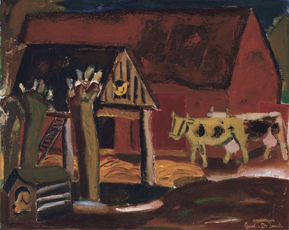 Barnyard with Herd (1936) - Gustave De Smet Tablo
