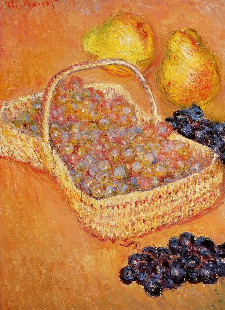 Basket of Graphes, Quinces and Pears (1882) - Claude Monet Tablo