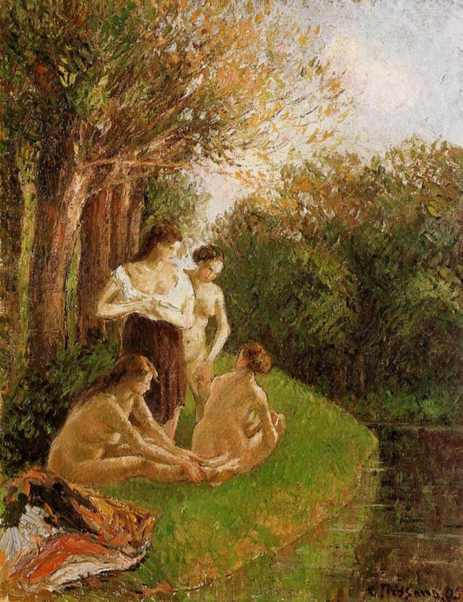 Bathers 2 (1895) - Camille Pissarro Tablo