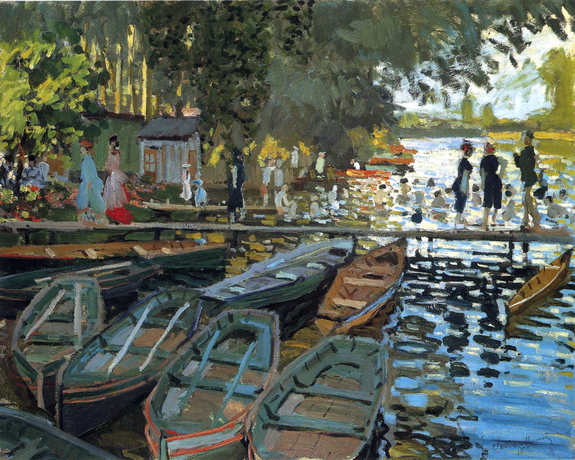 Bathers at La Grenouillere (1869) - Claude Monet Tablo