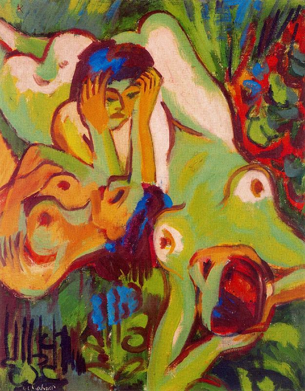Bathers on the Lawn - Ernst Ludwig Kirchner Tablo