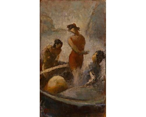 Bathers on the boat (1925) - Theophrastos Triantafyllidis Tablo