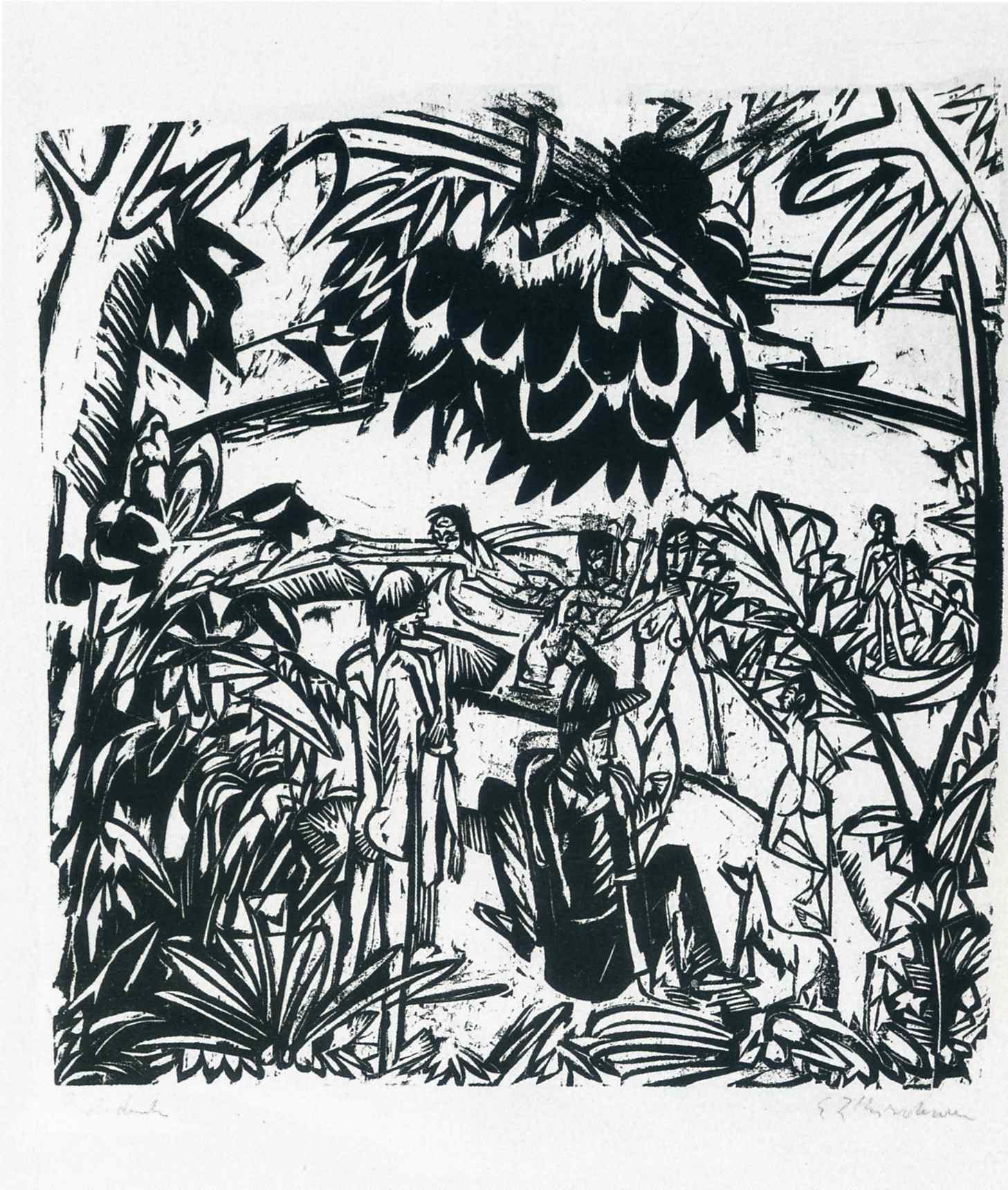Bathers under Trees (1914) - Ernst Ludwig Kirchner Tablo