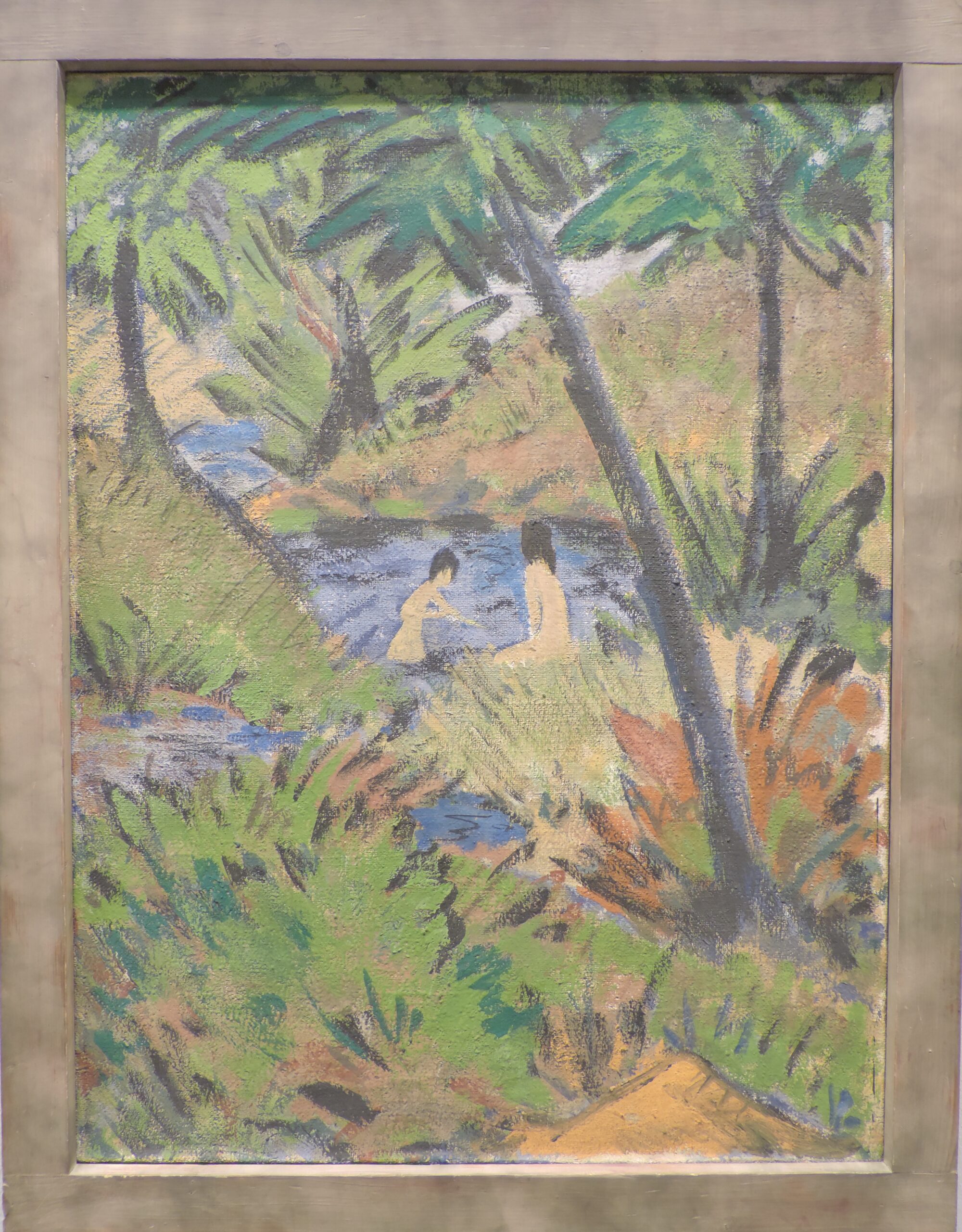 Bathing Girls in the Forest Pond (1916) - Otto Mueller Tablo
