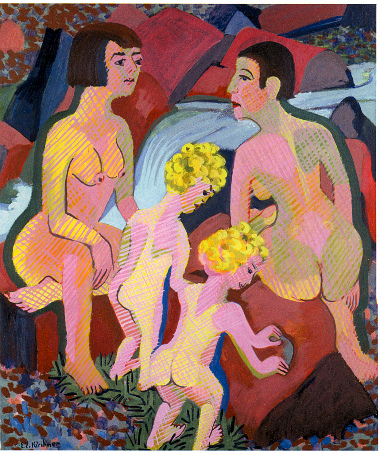 Bathing Women and Children (1925) - Ernst Ludwig Kirchner Tablo